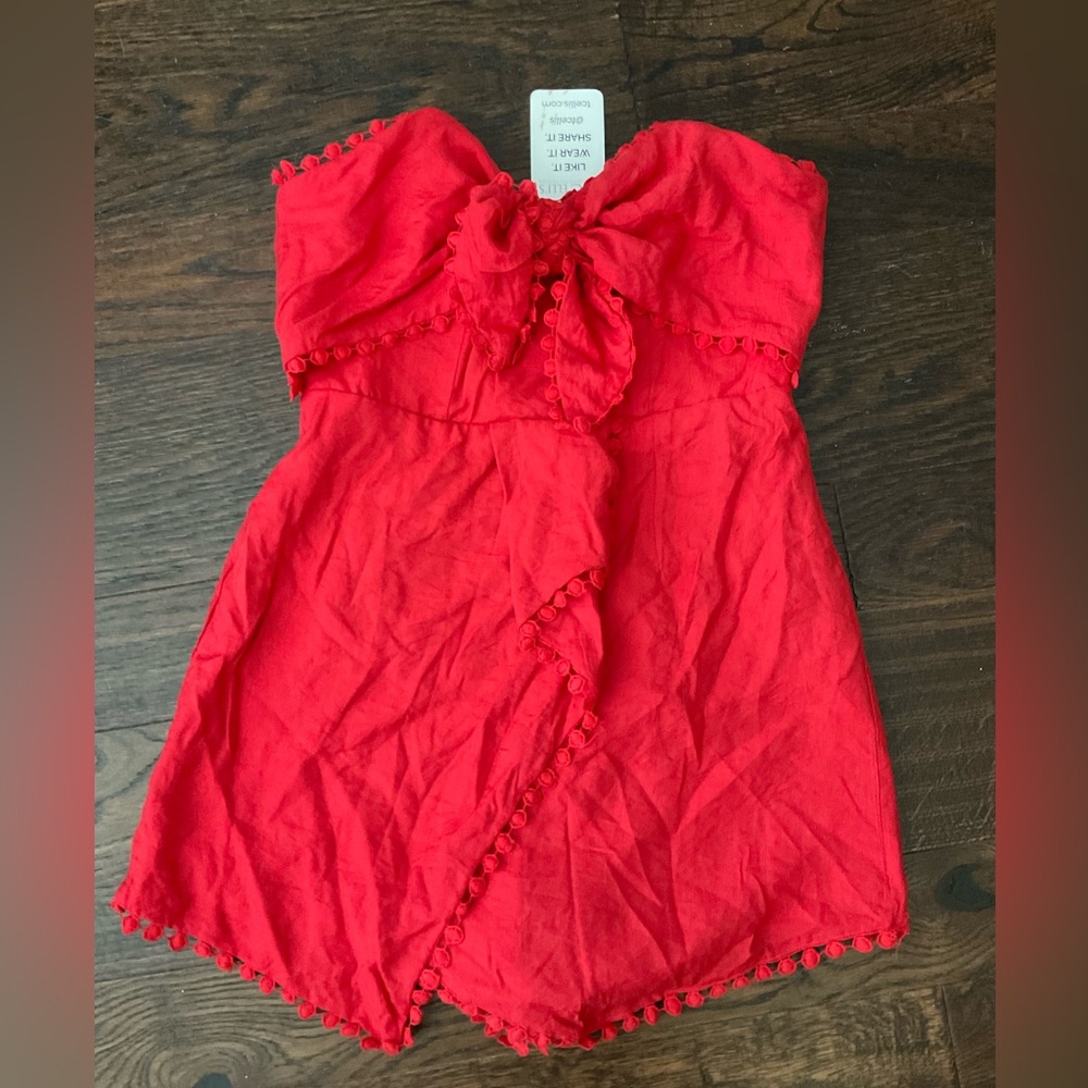One and Only Collective Strapless Red Romper size M